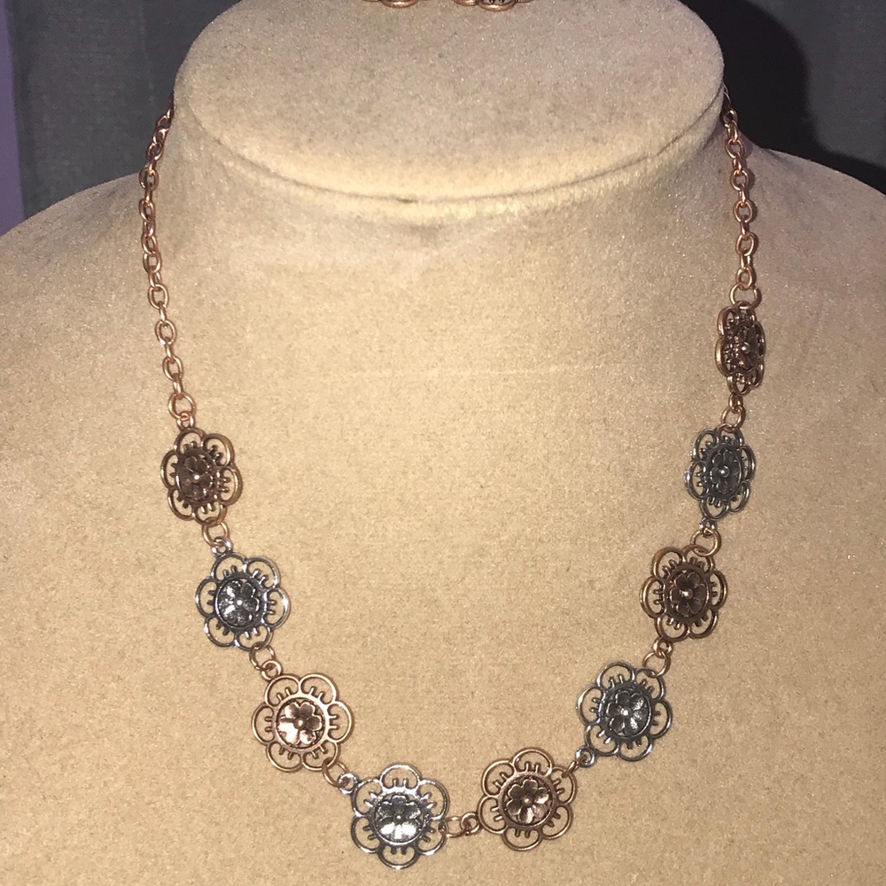 Copper Silver Flower set